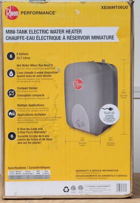 Rheem 020352761862 Performance 6 Gal. 120-volt Plug-in Electric Water Heater Xe06mt060