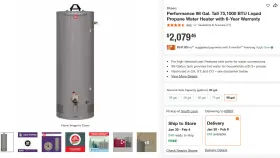 Rheem 020352814346 Performance 98 Gal Liquid Propane Water Heater
