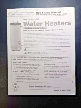 Ap14329-2 Rheem Gas Water Heater Use Care Manual Installation Instructions Hg Gg Gp Pg Sg