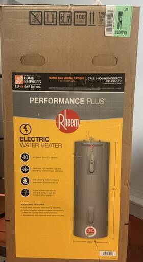 Rheem Axs320c-2 Performance Plus 40 Gal Electric Water Heater Stainless Steel Led