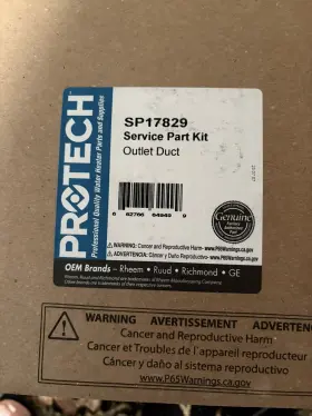 Sp17829 Rheem Protech 8 Inch Ruud Outlet Duct Service Part Kit