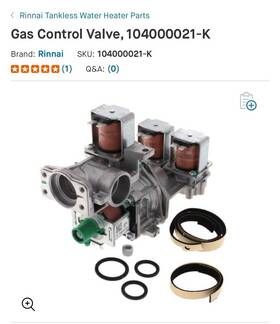 Rinnai 104000021k Gas Control Valve