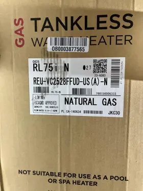 Rinnai 720825247847 Rl75in Tankless Hot Water Heater 7.5 Gpm Natural Gas Sealed
