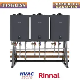 Rinnai 766156017797 Commercial Rack System With Three Unit Tankless Water Heater Wall Mounted
