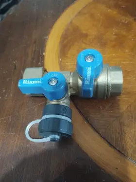 U334-0941-1x01 Rinnai 3/4 Inch Brass Isolation Valve Cold Blue