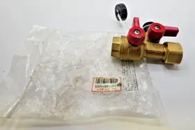 U334-0941-2x01 Rinnai Red Plumbing 3/4 Inch Brass Isolation Valve Tankless