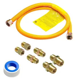 Roastove 727536780151 48 Inch Flexible Yellow Coated Gas Line Connector Kit For Stove Dryer Water