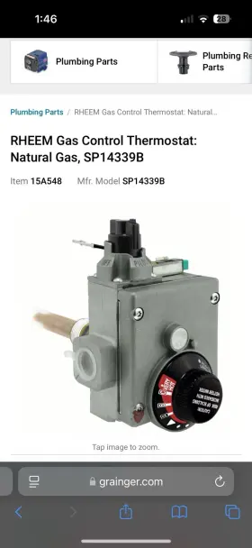 Ap14339b-1 Robertshaw 37c73u-850 White Rodgers Water Heater Gas Control Valve 37c73u850