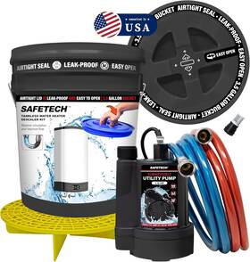 Safetech 840140309102 Tankless Water Heater Flushing Kit With Screw-top Lid Premium Hoses