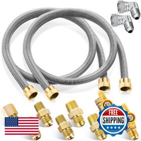 Saillong B0fmxxgnfc 2 Pack 24 Inches Gas Hose Connector Universal Appliance Hook Up Kit