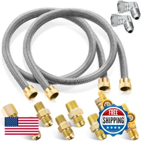 B0fmxxgnfc Saillong 2 Pack 24 Inches Gas Hose Connector Universal Appliance Hook Up Kit
