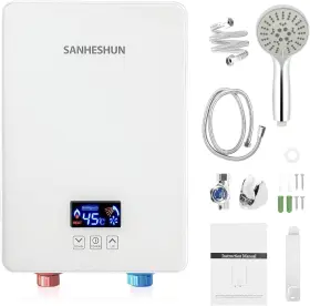 251862 Sanheshun Electric Tankless Instant Hot Water Heater 6000w 220v Handheld Shower - White