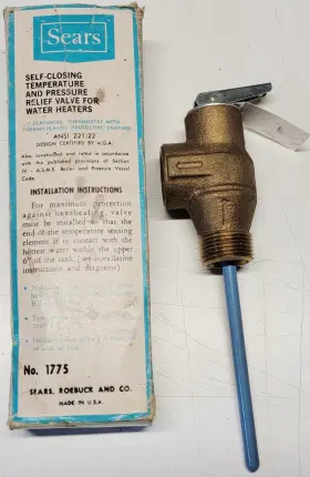 1775 Sears Water Heater Temperature And Pressure Relief Valve #1775 150psi 4 Inch Probe Nos