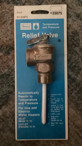 33075 Sears Nip Roebuck And Co. Water Heater Temperature Pressure Relief Valve