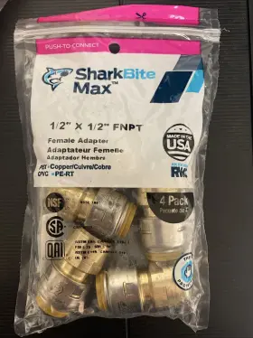 Sharkbite 697285043282 4-pack 1/2 Inch Female Adapters - Push-to-connect Plumbing Fittings