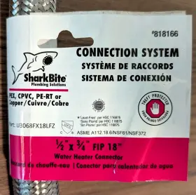 U3068fx18lfz Sharkbite New 1/2 Inch X 3/4 Fip 18 Water Heater Connector