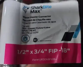 Ur3068fx12 Sharkbite Max 1/2 X 3/4 Fib 12 Inch Water Heater Connect-cooper Cpvc Pex 2 Pack New