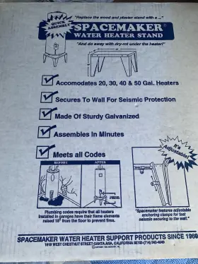 Spacemaker 090417100165 22 Inch Water Heater Stand Up To 50 Gallons Unassembled Brand New