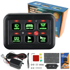 19002 Tamirey 6 Gang Switch Panel With Fuse Wiring Harness And Label Sticker Universal Aux