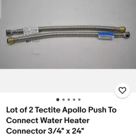 Fsbcsst34f24 Tectite Lot Of 2 Apollo Push To Connect Water Heater Connector 3/4 Inch X 24