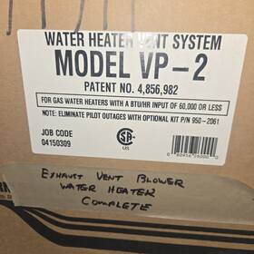 Tjernlund Products 080956260000 Vp-2f Water Heater Vent System New