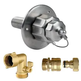 Uilb 700445579009 Stainless Steel Rv Water Inlet 90 Brass Elbow Hose Connector Upgrade Set