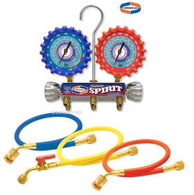 Uniweld A2lsm5ez A2l 2-valve Spirit Aluminum Manifold 3 1/8 Inch Npf Gauges And 5 Ft. Ez Turn Hoses