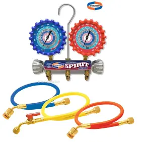 A2lsm5ez Uniweld A2l 2-valve Spirit Aluminum Manifold 3 1/8 Inch Npf Gauges And 5 Ft. Ez Turn Hoses