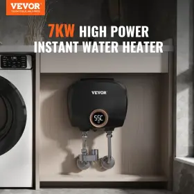 Vevor 197988386049 7kw Electric Tankless Water Heater Instant Hot With Display For Sink Shower