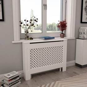 Vidaxl 3051377 Radiator Covers 2 Pcs White 44.1 Inch X7.5 X32.1 Mdf