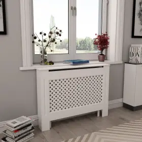 3051377 Vidaxl Radiator Covers 2 Pcs White 44.1 Inch X7.5 X32.1 Mdf