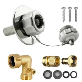 Cp-0030 Wearen Stainless Steel Rv Water Inlet With Quick Connector And 90-degree Elbow Durable
