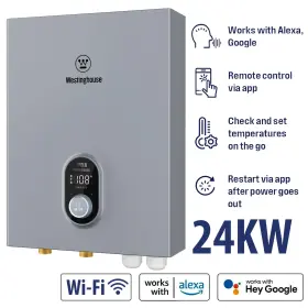 Westinghouse 850057631180 24kw 240v Tankless Water Heater Electric Wifi And Amazon Alexa Instant Hot