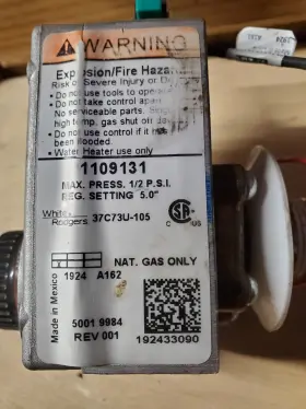 1109131 White-rodgers Water Heater Gas Valve
