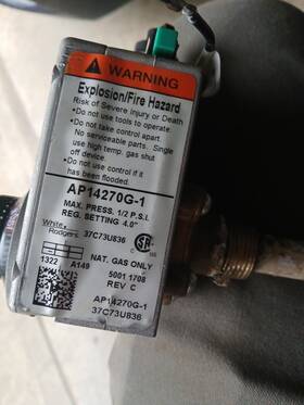 White-rodgers Ap1427og-1 Rogers Water Heater Gas Valve
