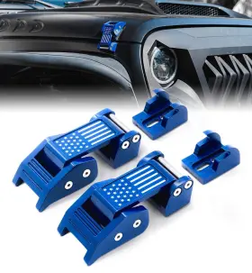 Zs-0104-g1-bu-fba Xprite Aluminum Blue Hood Latches With U.s. Flag Adjustable Latch Catch