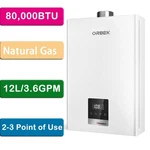 Orbek 80,000 Btu Tankless Water Heater Natural Gas Indoor 3.6 Gpm Csa Certified Used. Price: $189.99.