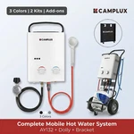 Camplux 5L Portable Tankless Water Heater & Pump Kit + Dolly/bracket Outdoor Rv New. Price: $134.99.