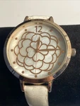 Rose Gold Tone Floral Dial White Band Women Quartz Watch New Battery Pre-owned. Price: $8.00.