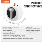 Electric Mini-tank Water Heater 4-GALLON Tank, Shelf Wall Mounted New. Price: $133.20.