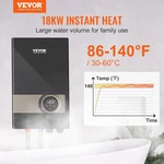 Vevor 18KW Electric Tankless Water Heater 240V Instant Lcd Touch Display Blk Open. Price: $210.00.