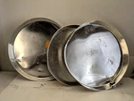Lot Of 3 Everbilt 20" & 22" Aluminum Round Water Heater Drain Pan W/ Pvc Fitting Used. Price: $41.00.