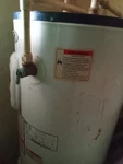 Storage Tank Water Heater Indoor Corded Electric White Blue Used. Price: $100.00.