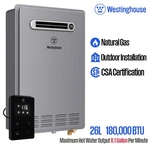 Westinghouse 26L Outdoor Tankless Water Heater Natural Gas 8.1 Gpm 180,000 Btu New. Price: $786.38.