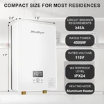 Jhivegym Q0245 Tankless Water Heater 4500W White 110V Portable Instant Electric Open. Price: $59.99.