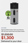 New 95 Sold - A.o. Smith 900 50 Gal Hybrid Pump Water Heater Delivered. Price: $1300.00.