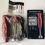 Red Ovente Immersion Hand Blender Stainless Steel Blade 300W Multipurpose 2SPEED Open. Price: $18.99.