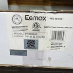 Eemax PRO36240 Tankless Hot Water Heater Open. Price: $595.00.