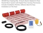 Vevor Floor Heating Mat 10 Sq Foot Open. Price: $40.00.