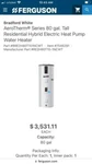 **brand New** Bradford White Aerotherm 80 Gallon Electric Pump Water Heater. Price: $3000.00.